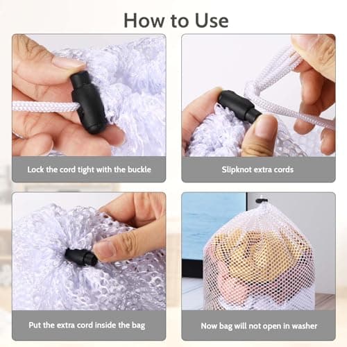 2 Packs Laundry Mesh Bags, Drawstring Net Laundry Bag for Washing Machine, Mesh Wash Bags, Heavy Duty Dirty Clothes Washing Machine Bag, Travel Washing Bag for Cloths Blouse Underwear(50x60/60x80cm) — view 5