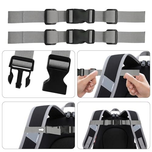 Zcbzbn Pack of 2 Chest Strap Backpack, Adjustable Chest Strap Backpack, Adjustable Chest Strap for School Bag, Nylon with Buckle, for School Backpack Outside Travel, gray, 2cm — view 6