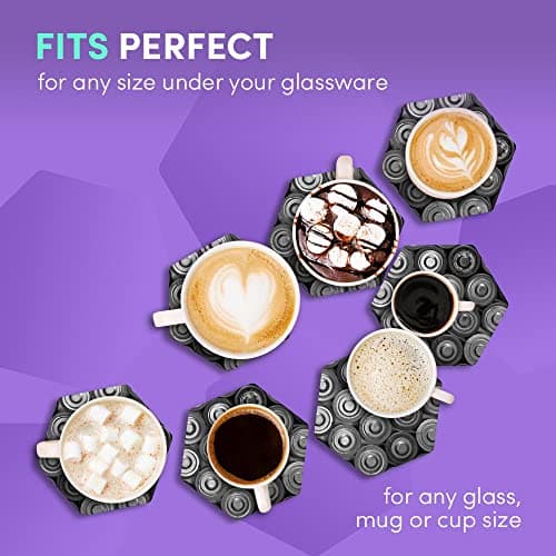 DV DESIGN 2 x Eco Boxed Cork Hexagon Coasters - BW - Retro Batteries Power Bank Drink Cup Mug Glass Table Protection Mat #38896 — view 6