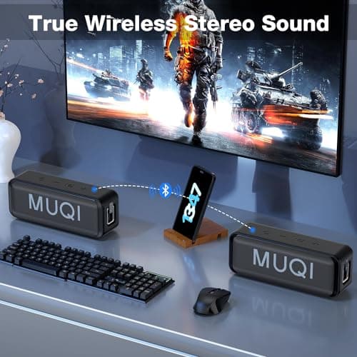 MUQI Bluetooth Speaker, MQ-13 Waterproof Portable Wireless Speaker with 24H Playtime 10W Stereo Sound 66ft Bluetooth Range Dual Pairing for Outdoor, Travel, Home(Black) — view 3