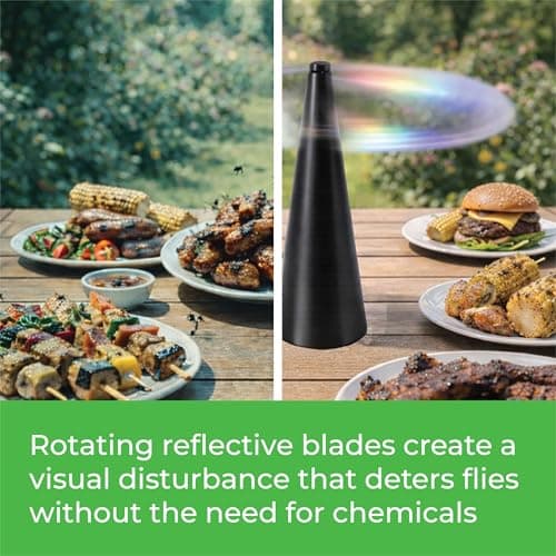 Fly Repellent Fan Twin Pack Portable Tabletop Fly Deterrent Fans for Indoor Outdoor Dining BBQ Kitchen Picnic Battery Operated Food Protection — view 3