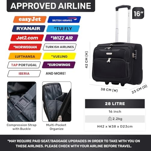 Skylark Lightweight Laptop Bag with Quick-Rolling Wheels and Easy-Access Front Pocket - fits Laptops up to 16 inch (40 cm), Black — view 6