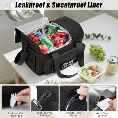 Insulated Lunch Bag for Men, 15L Cool Bag with Hot/Cold Compartment — view 6