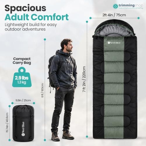 Trimming Shop Hooded Sleeping Bag, Camping Sleeping Bag, Straight Design — view 2