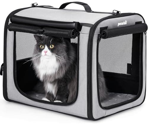 Dog Car Carrier LightWeight 50×37.5×43cm, Foldable Dog Carrier, Grey