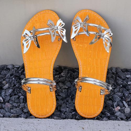Generisch Women Flat Sandals Casual Slide Flip Flops Rhinestone Design Comfortable Beach Summer Outdoor Shoes, silver, 6 UK — view 3