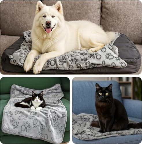 QminTouyzs Dog Blanket 3 Pack Washable Puppy Blankets, Soft Pet Blankets for Furniture Protection and Travel Comfort,The Puppy Blankets Plush Gray Blanket Set for Small Medium Dogs — view 6