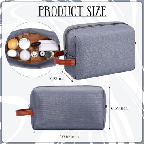 Hillban 8 Pcs Travel Toiletry Bags for Men Hanging Toiletry Bags Water Resistant Canvas Shaving Bag with Large Capacity Travel Accessories Bag for Women Men, Bathroom Shaving Kit Case(Grey) — view 2