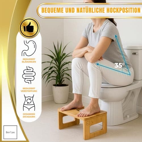 Folding Natural Bamboo Toilet Stool for Adults - Toilet Stool — view 2