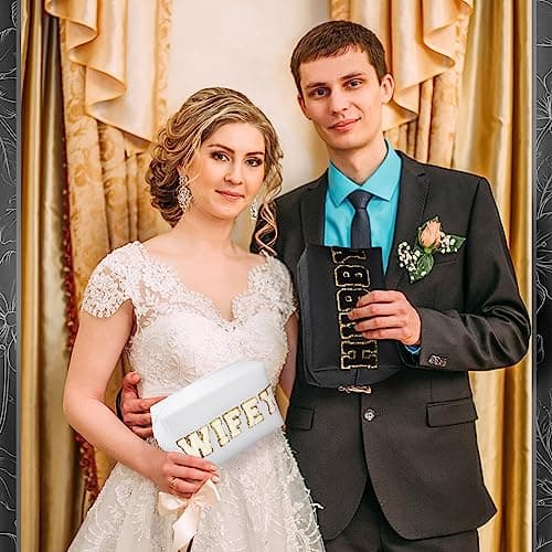 Pinkunn 2 Pcs Wifey Hubby Makeup Bag Bride Patch Cosmetic Bag Mrs Travel Toiletry Purse White Letter PU Leather Waterproof Pouch Wedding Bridal Shower Honeymoon Gift for Women Party Organizer — view 5