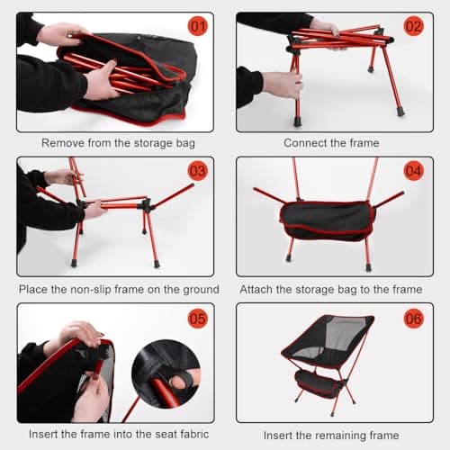 SOPPY Ultralight Camping Chair for Backpacking and Fishing, Red — view 6