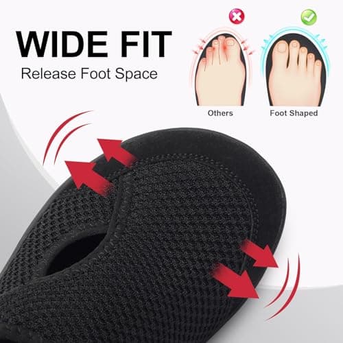 JOINFREE Womens Shoes Wide Fit Barefoot Walking Shoes Adjustable Flat Trainers Breathable Non-Slip Casual Trainers for Swollen or Sensitive Feet Black 7 UK — view 3