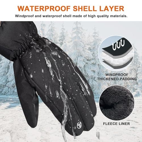 ehsbuy Waterproof Winter Gloves for Men Thermal Touchscreen Cold Weather Thinsulate Warm Anti Slip Ski Gloves for Cycling Walking Hiking Outdoor Sports — view 2