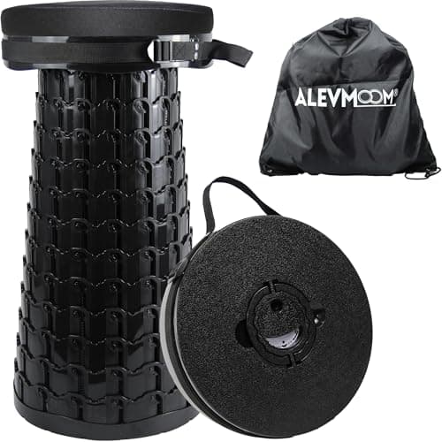 ALEVMOOM 2026 Upgraded XXL Collapsible Stool with Cushion & Bag, Higher 23.2"/59cm Heavy Duty Telescoping Stool Max Load 1000 lbs, Portable Retractable Folding Seat Chair for Camping Travel
