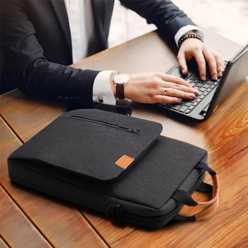 jooeer 13-14 Inch Laptop Sleeve Case Waterproof Polyester Shoulder Bag Compatible with MacBook Air Pro M4 M3 M2 M1, Surface Pro (Deep Grey, 14 Inch) — view 2