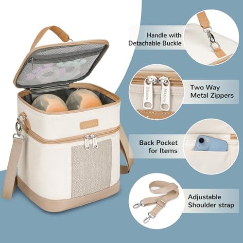 Mancro Double Layer Breastmilk Cooler Bag Fits 6 Bottles Breast Pump — view 6