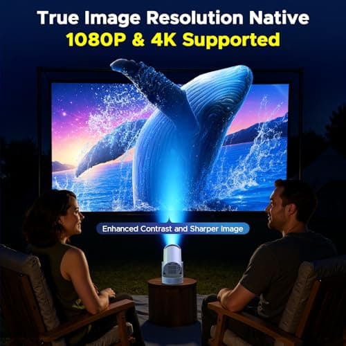 Battery Powered Projector, Mini 4K Projectors with WiFi 6 and Bluetooth 5.2, 220° Rotatable Stand Auto Keystone, Android 11 Smart Portable Projector for Bedroom Home Cinema Outdoor Camping — view 3