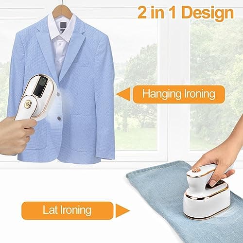 AUAUY Mini Steam Iron, 1000W Portable Handheld Travel Steam Iron(White) — view 5