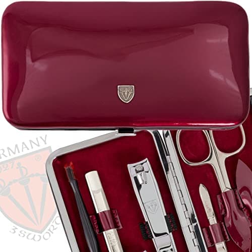3 Swords Germany - brand quality 8 piece manicure pedicure grooming kit set for professional finger & toe nail care scissors clipper fashion leather case in gift box, Made by 3 Swords (6639) — view 2