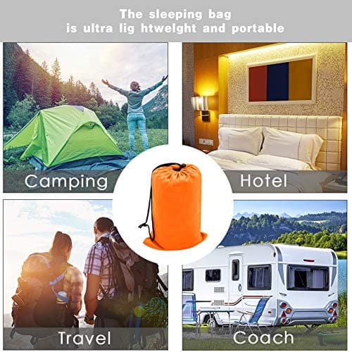 Sleeping Bag Liner, Travel & Camping Sheet for Adults, Lightweight and Compact - Comfortable Sleep Liners for Traveling, Hotel and Camping (Orange) — view 4