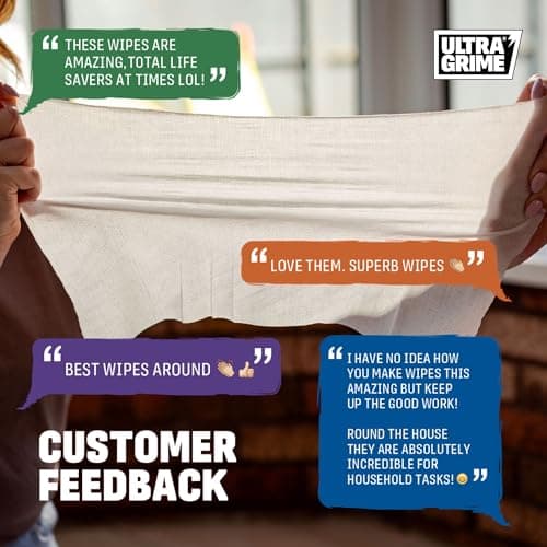UltraGrime Antibacterial Wet Wipes Alcohol-Free Antiseptic Heavy-Duty Cleaning Cloths & Hand Wipes - Multi-Purpose Kitchen, Toilet, Floor & Surface Cleaning - Extra Large Cloth Wipes (Pack of 80) — view 5