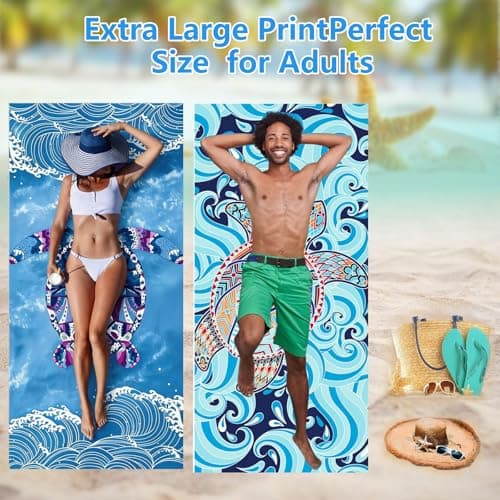 Luckezo 2 Pack Thin Lightweight Microfiber Beach Towel, Oversized 180 x 90 cm Big Extra Large Microfiber Sand Free Towels, for Travel Sports Pool Swimming Bath Camping Yoga Girls Women Men Adults — view 2