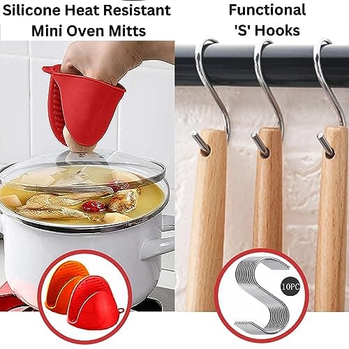 22 Pcs Black Silicon Kitchen Utensils Set with Holder-BPA Free Silicone Cooking Utensils Set for Non-Stick Pans-Heat Resistant Wooden Handle Silicone Spatulas for Cooking, Used as Camping Utensils Set — view 4