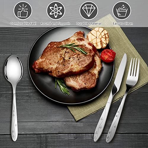 Vicloon Cutlery Set with Portable Pouch Case, 5PCS Stainless Steel Flatware Set with Bottle Opener, Travel Cutlery Set Spoon Knife and Fork for Camping Picnic Office School Lunch (Black) — view 4