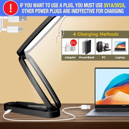 Overcomo Small LED Rechargeable Portable Foldable Wireless Desk Table Lamp — view 2
