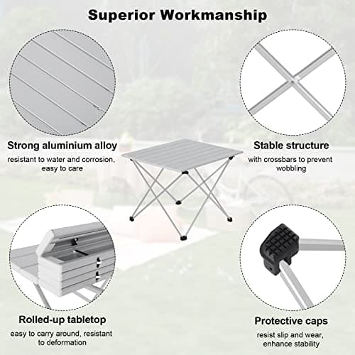 WOLTU Camping Table Picnic Table Silver Lightweight Folding Outdoor Garden Balcony Market Kitchen Work Table Travel Table with Bag — view 4