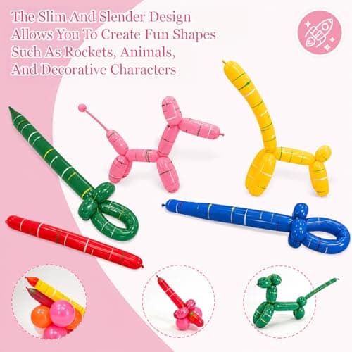 50 Pack Rocket Balloons Flying Party Toy Set – Colourful Long Air Powered Inflatable Fun Balloons for Family Games, Birthday Party Bag Fillers, Festival & Outdoor Entertainment — view 4