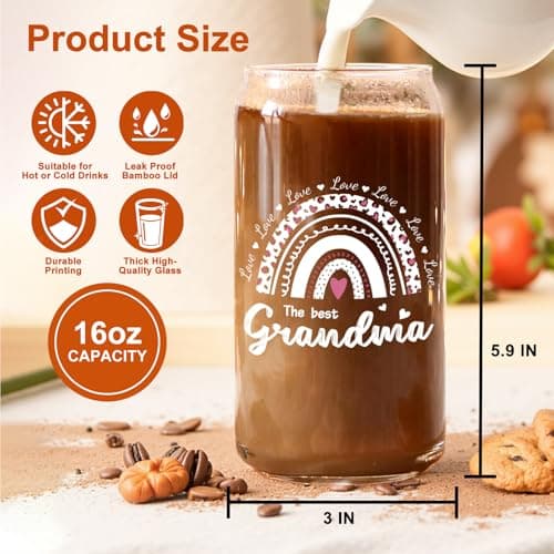 VivaJoy Grandma Gifts - Grandma Birthday Gifts, Creative Travel Mug, Coke Cup, GlassCup Mug with Straw and Lid, Perfect Grandmother Birthdays Mother Day Gift from Granddaughter Grandson — view 5