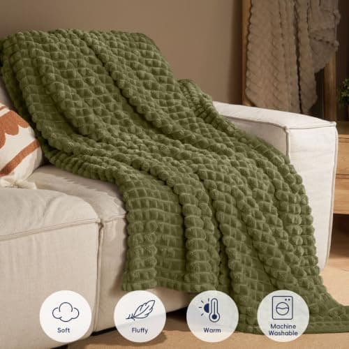 PHF Clipped Fleece Blanket Single Olive Green 130x150cm — view 5