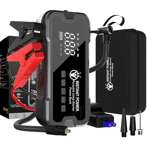 Instant Power Jump Starters - Jump Starter Power Pack and Air Compressor 4000 Amp 12 Volt - Portable Jump Starter Power Pack, Car Battery Jump Start 12-Volt Power Bank, 150PSI for Cars Vans Motorbikes