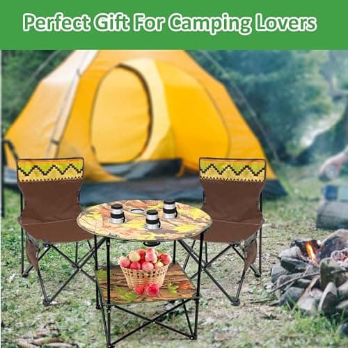Crystals 3PCs Folding Camping Set – Portable Camping Table with 2 Chairs, Lightweight Picnic Table & Chairs for Adults – Ideal for Outdoor Camping, Picnic, Garden, Beach & Indoor Use — view 2