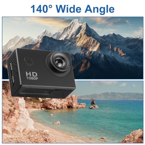 Aolso Action Camera with 32GB microSD Memory Card, 1080P 30FPS 30m Waterproof Underwater Camera, 170° Wide Angle Helmet Camera with Accessories Kit — view 4