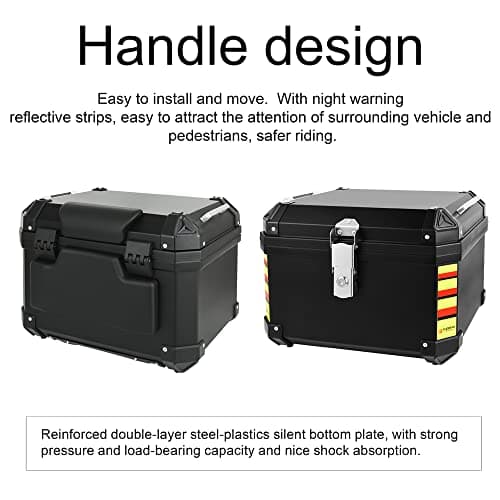 Sunydog 48L Motorcycle Trunk Travel Luggage Storage Box Quick Release Motorbike Tail Storage Box Waterproof with 2 Keys Reflective Strips — view 4