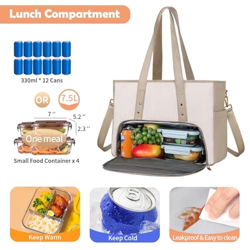 Jetviivid Laptop Bag with Insulated Lunch Compartment, Work Bag for Women — view 4