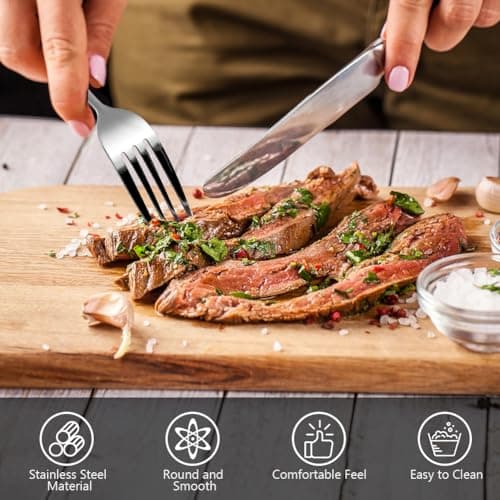 HOTUT Travel Cutlery Set with Portable Pouch Case, 9 Pcs Camping Cutlery Set with Bottle Opener Straw Spoon Knife Fork, Stainless Steel Flatware Set Portable Utensils for Outdoor Travel Picnic Office — view 4