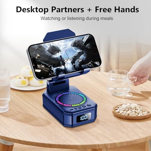 Gifts for Men Women, 4-in-1 Design Phone Stand with Bluetooth Speaker,Blue — view 6