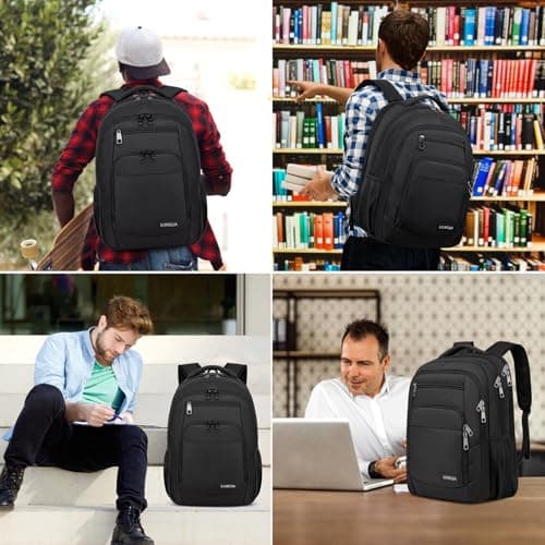 Liokesa Laptop Backpack for Men Women, School Bags Backpacks for Boys Girls,Water Resistant Backpack,15.6 Inch College Bookbag Daypack, Black — view 6