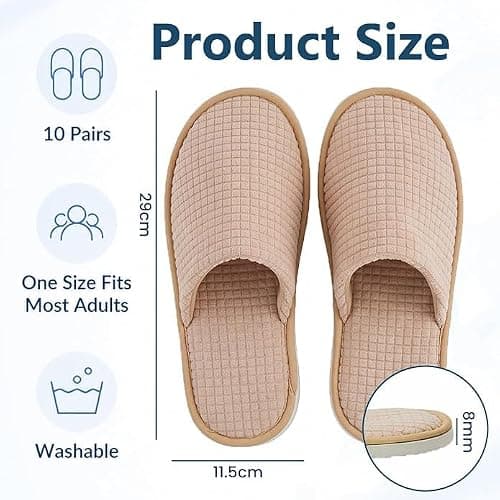 Defresit Disposable Hotel Slippers 10 Pairs Bulk, Non-Slip, Washable — view 3