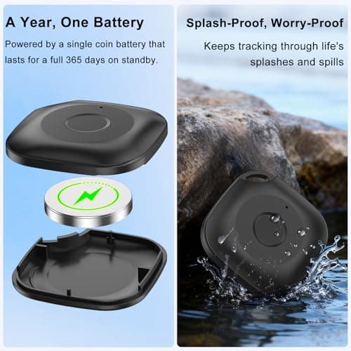 Air Tags Item Finder, Key Tracker Compatible with Apple Find My APP (iOS Only), Apple Tag, Replaceable Battery, Bluetooth Locator for Luggage, Bags, Wallets, Backpacks, Keys Tracking Tag Black — view 6