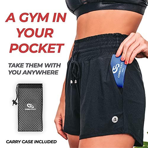 Coresteady Resistance Bands Set of 5 - Mini Fitness & Loop Exercise Band for Men & Women - Yoga, Body & Gym Sport Resistance Loop Bands for Strength, Muscle & Tone - With E-Guide & Travel Bag — view 3