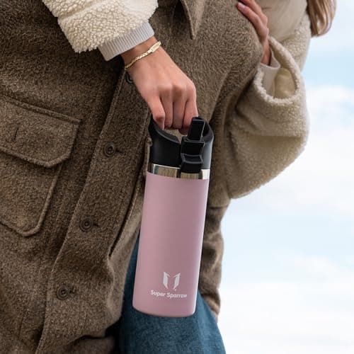 Super Sparrow Water Bottle Insulated - 750ml - Wide Mouth Metal Bottle - Wide Mouth SwivelSip Flask - BPA Free, Leak Proof - Ergonomic Straw Water Bottles for Work, Gym, Travel, Sports — view 5