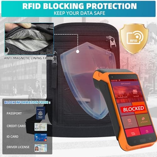 RFID Neck Wallet for Travel, Neck Wallet with RFID Blocking, Waterproof Passport Holder with Adjustable Strap, Hidden Travel Pouch Crossbody Bag for Men & Women, with Multiple Zip Pockets(Black) — view 3