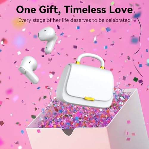 ANCwear Wireless Earbuds with Mini Handbag Case, 22H Playtime, Pearl White — view 3