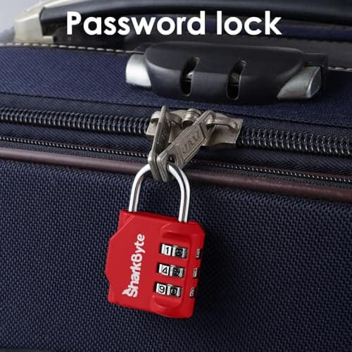 SharkByte Small Luggage Locks 3 Pack - 3 Digit Combination Padlocks, Weatherproof Outdoor Security Lock for Suitcases, Travel Bags, Gym Lockers, Bikes, & Storage Coded Lock — view 4