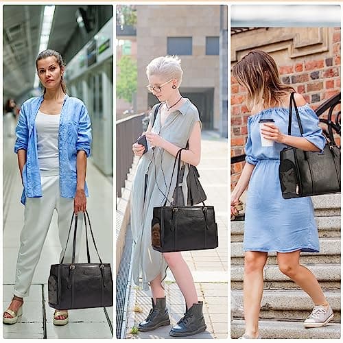 Lasaviin Trendy Leather Handbag for Small Dogs, Cats, Puppies, Portable Tote Bag Airline Approved (Black) — view 6