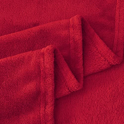 Aisbo Red Throws Blanket for Sofas - Single Fluffy Blanket Bed Throw Fleece, Warm Soft Flannel Blanket for Couch, 130x150cm — view 5